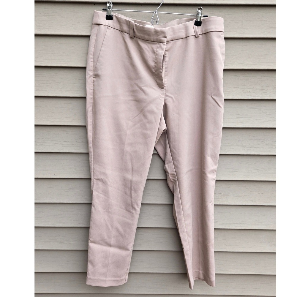 HM Womens Beige Ankle Dress Pants Size 16 Slim Fit Stretch Trousers